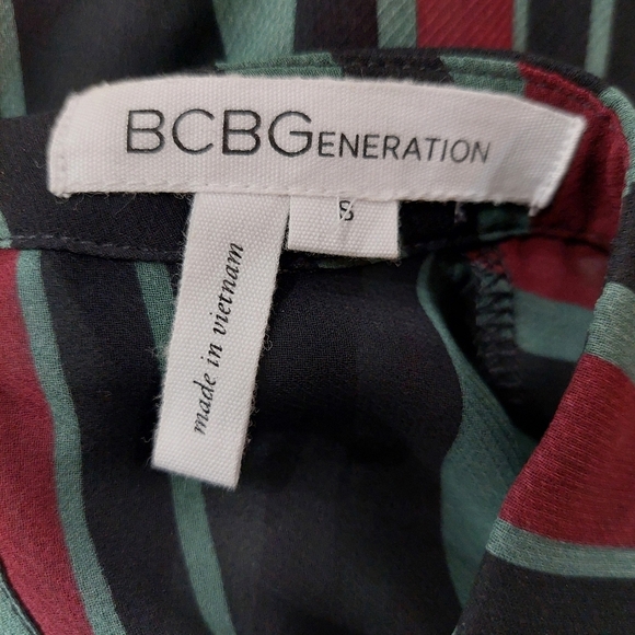 BCBGeneration Striped Sheer Blouse Collared Lightweight Long Sleeve Top Sz S - Picture 6 of 7